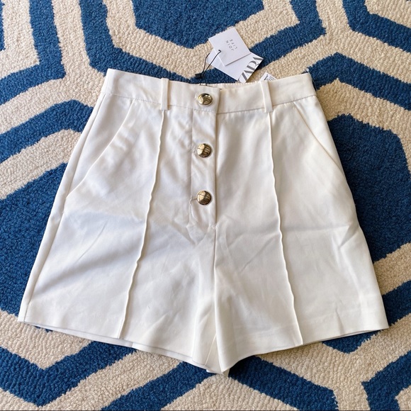 🐚 ZARA ELEGANT IVORY HIGH WAIST SHORTS! - Picture 4 of 10
